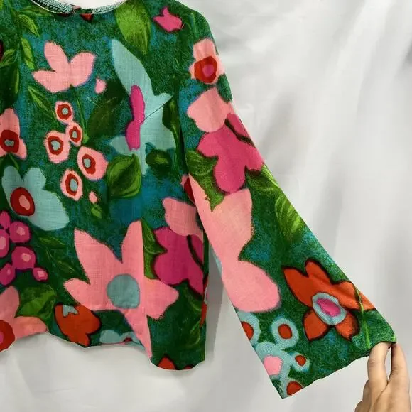 Vintage Handmade FLoral Colorful Blouse - Picture 2 of 3